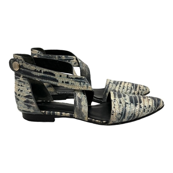 Alexander Wang Shoes - Alexander Wang Snakeskin Point Toe Strappy Snap Back Flats Women’s 38